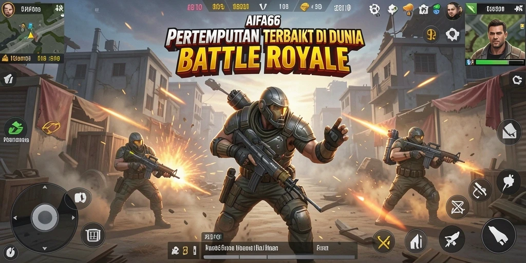 Tangkapan layar AIFA66 menunjukkan aksi pertempuran seru dalam gameplay Battle Royale.
