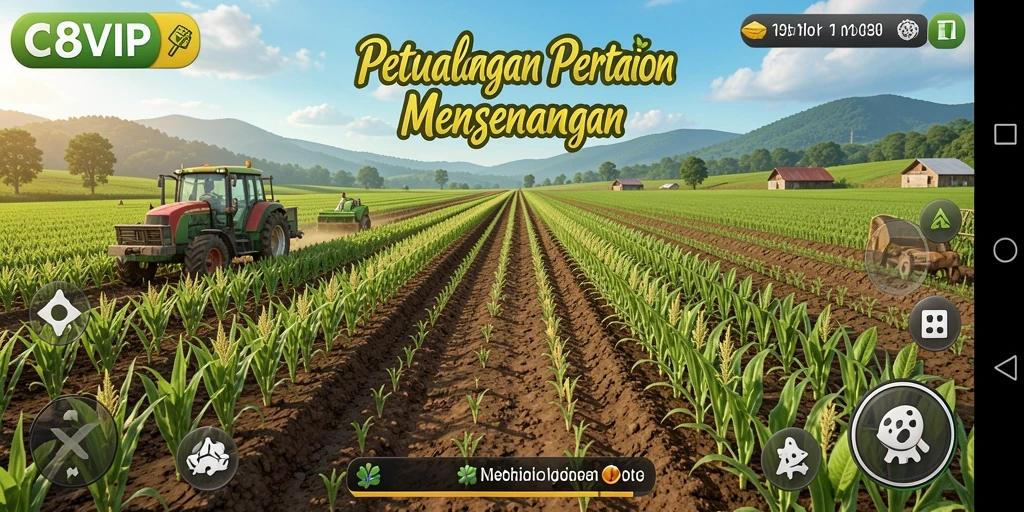 Screenshot utama C8VIP menunjukkan gameplay bertani yang seru dan interaktif.