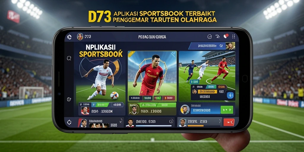 Tampilan utama D73 menunjukkan antarmuka taruhan olahraga yang interaktif dan menarik.