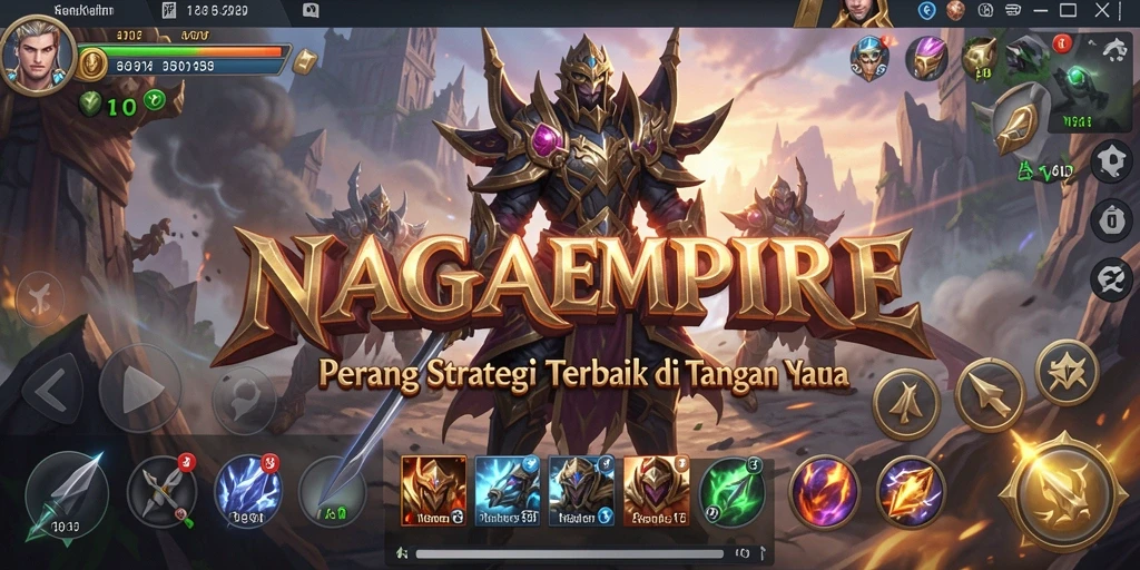 Screenshot utama NAGAEMPIRE menampilkan aksi pertempuran strategis yang mendebarkan.