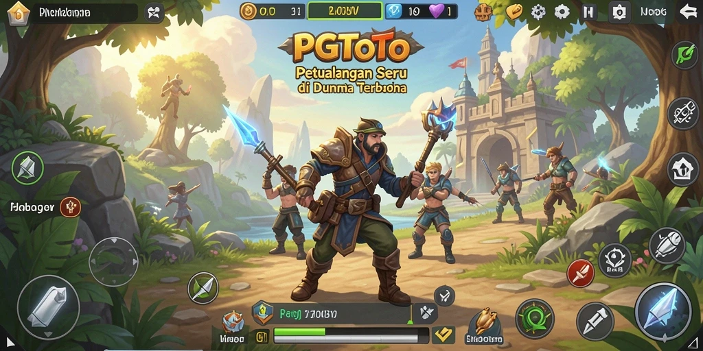 Screenshot gameplay PGTOTO yang menampilkan dunia terbuka yang luas.