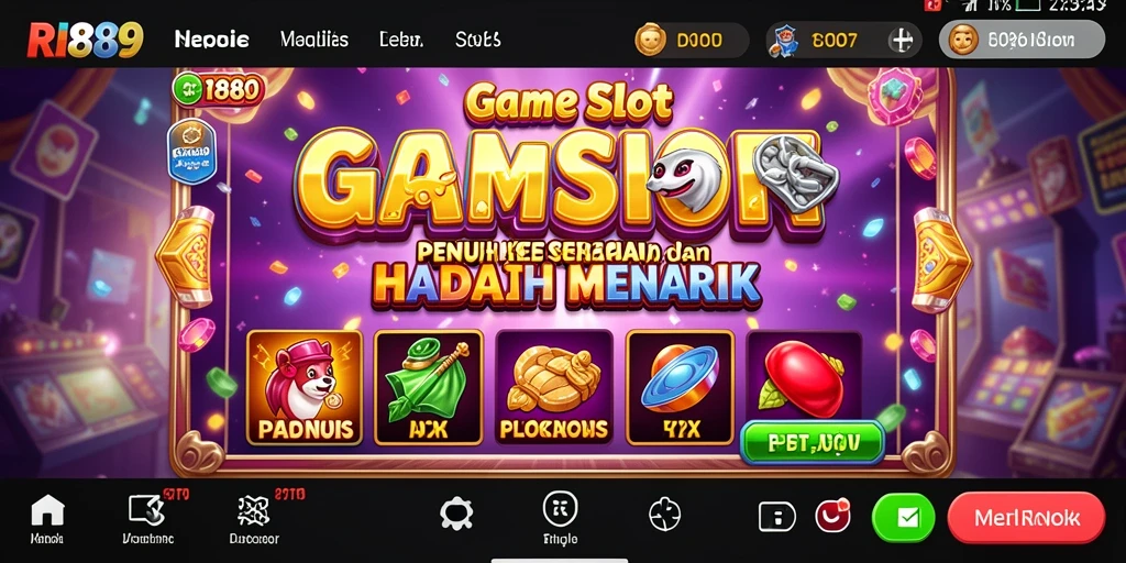 Tampilan gameplay slot RI889 yang menarik dan penuh warna.