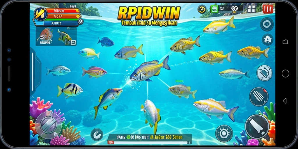 Screenshot utama RPIDWIN menampilkan gameplay Tembak Ikan yang seru.
