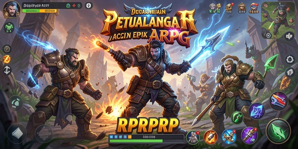 Tampilan gameplay RPRPRP yang epik dan penuh aksi.